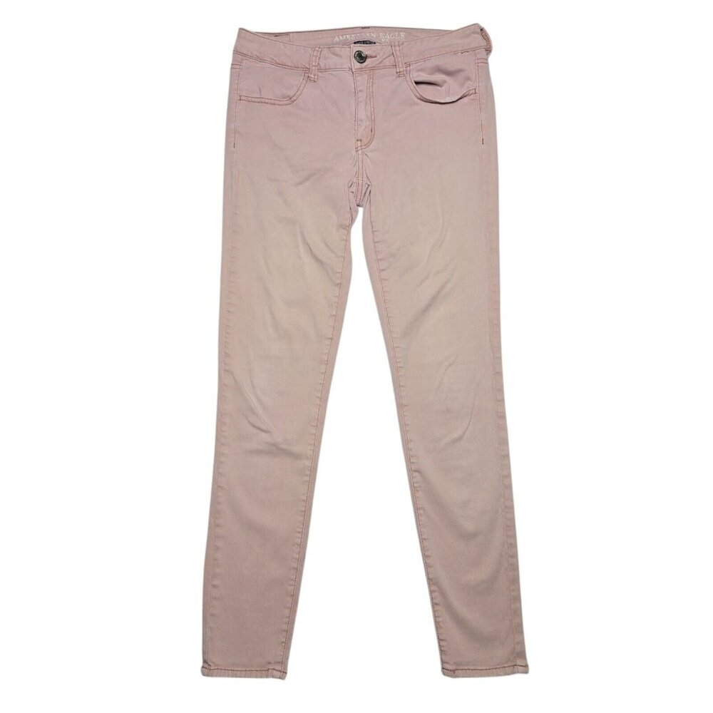 American‎ Eagle Jeans Womens 8 Regular Pink Jegging Low Rise Medium Wash Stretch